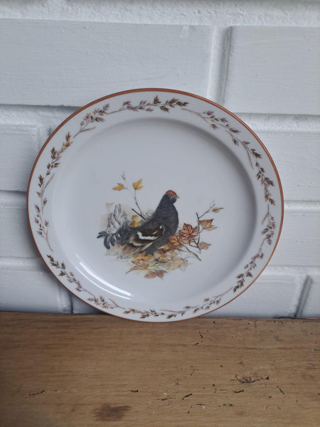 Mads Stage. Jagtstel, Flad tallerken med urfugl 19 cm.