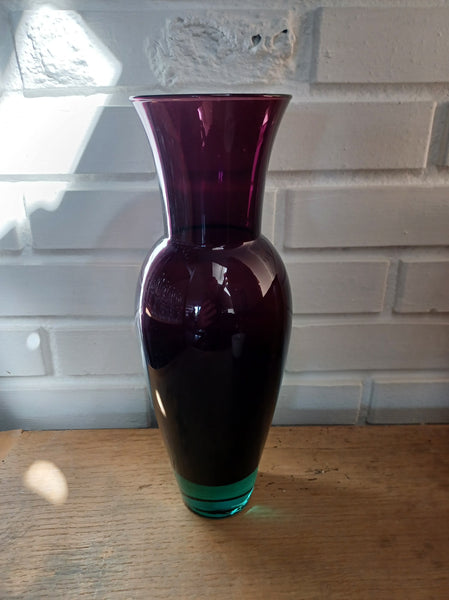 Holmegaard. Harkekin, Vase aubergine/grøn 30 cm.